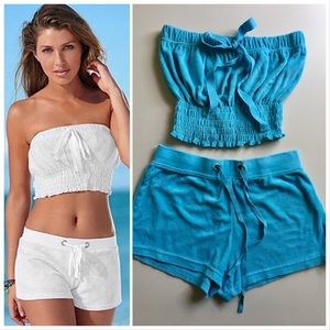 Terry Cloth Crop Top and Shorts Set